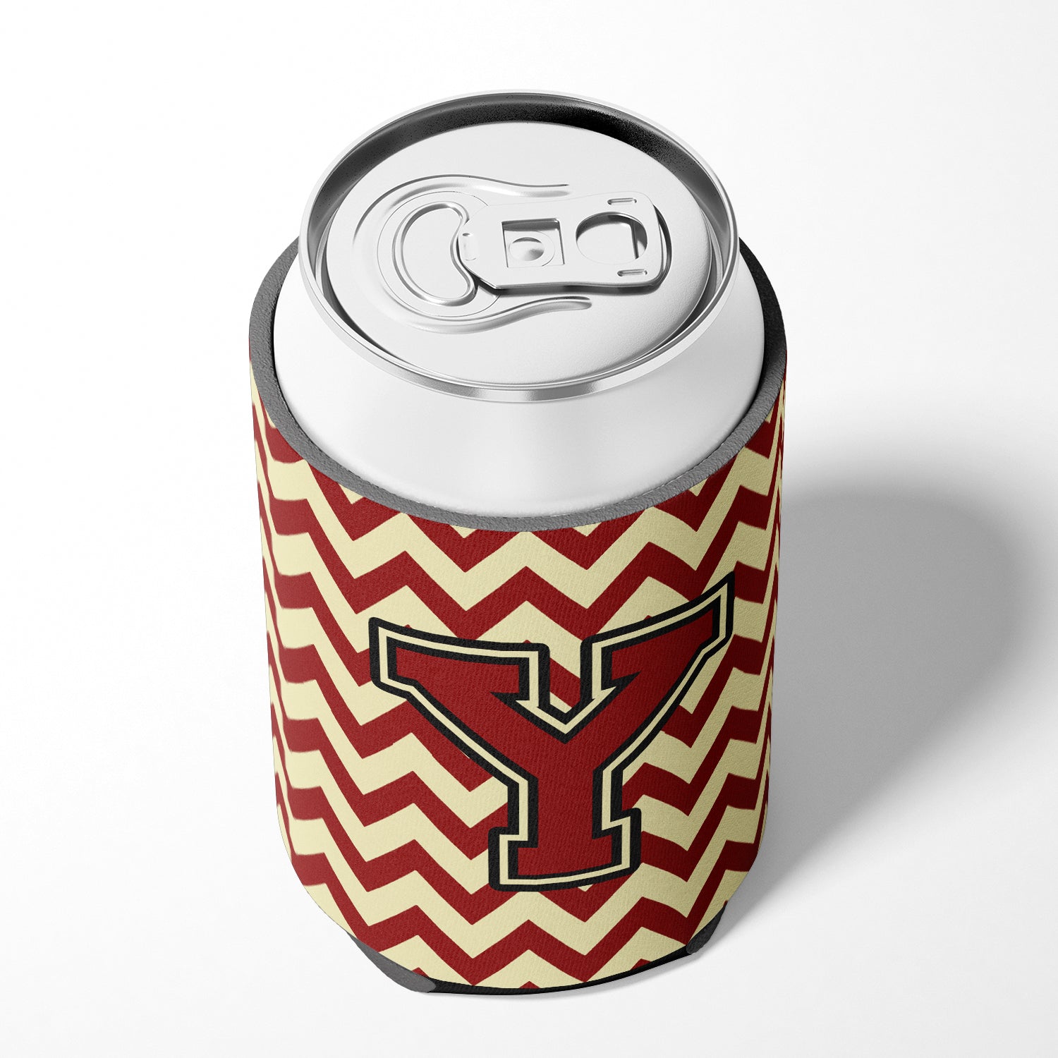 Letter Y Chevron Maroon and Gold Can or Bottle Hugger CJ1061-YCC.
