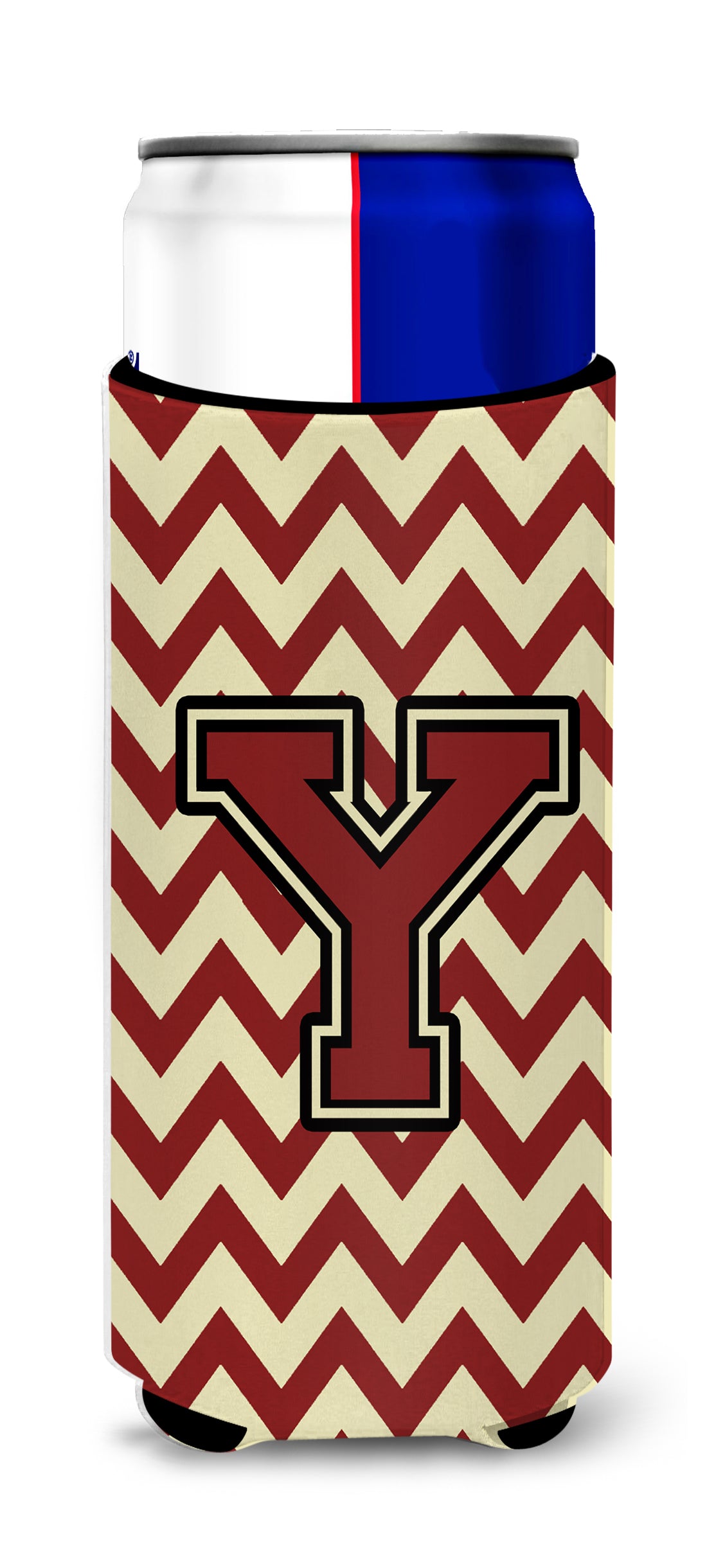 Letter Y Chevron Maroon and Gold Ultra Beverage Insulators for slim cans CJ1061-YMUK