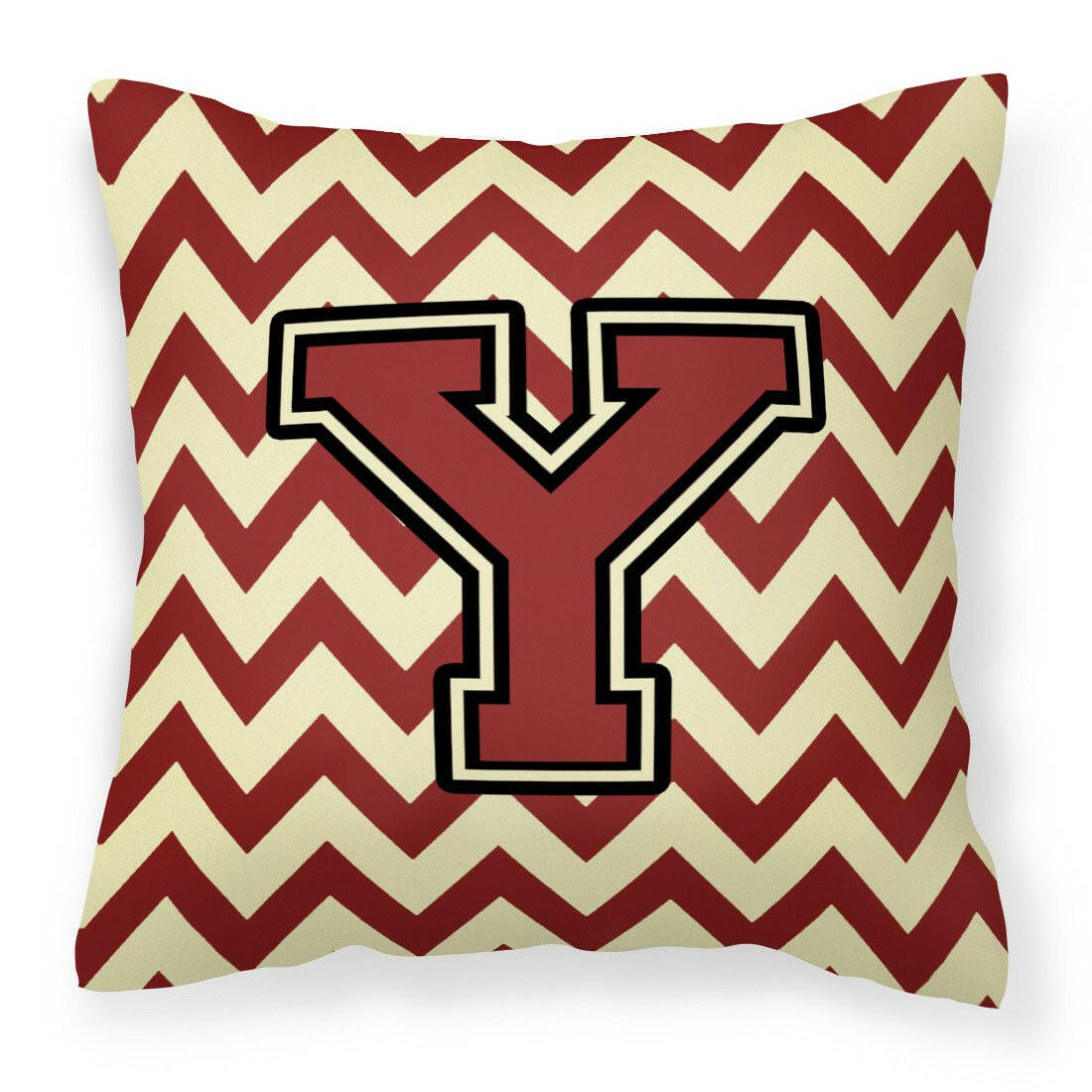 Letter Y Chevron Maroon and Gold Fabric Decorative Pillow CJ1061-YPW1414 by Caroline&#39;s Treasures