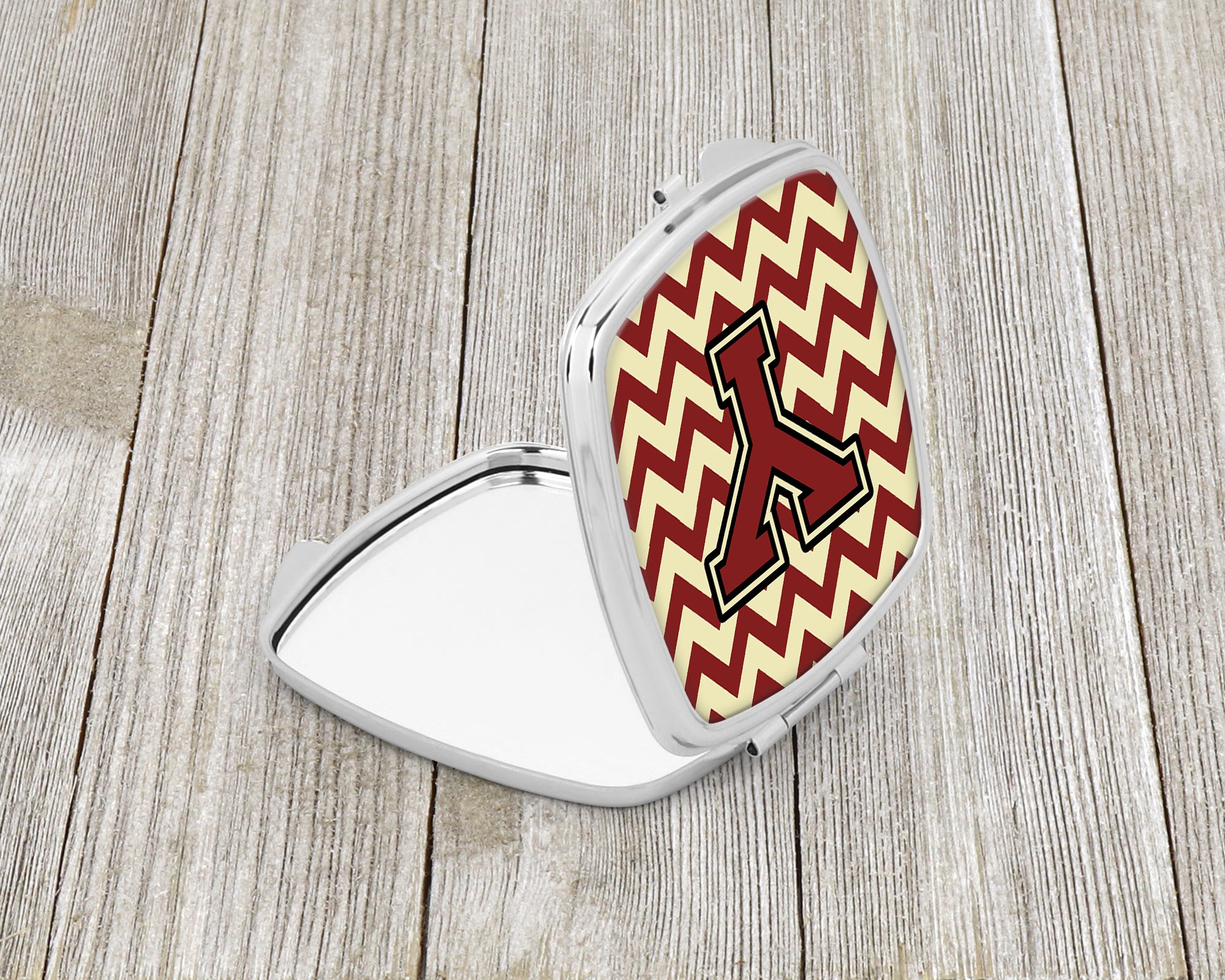Letter Y Chevron Maroon and Gold Compact Mirror CJ1061-YSCM