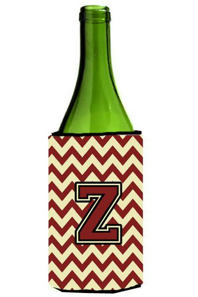 Letter Z Chevron Maroon and Gold Wine Bottle Beverage Insulator Hugger CJ1061-ZLITERK by Caroline&#39;s Treasures