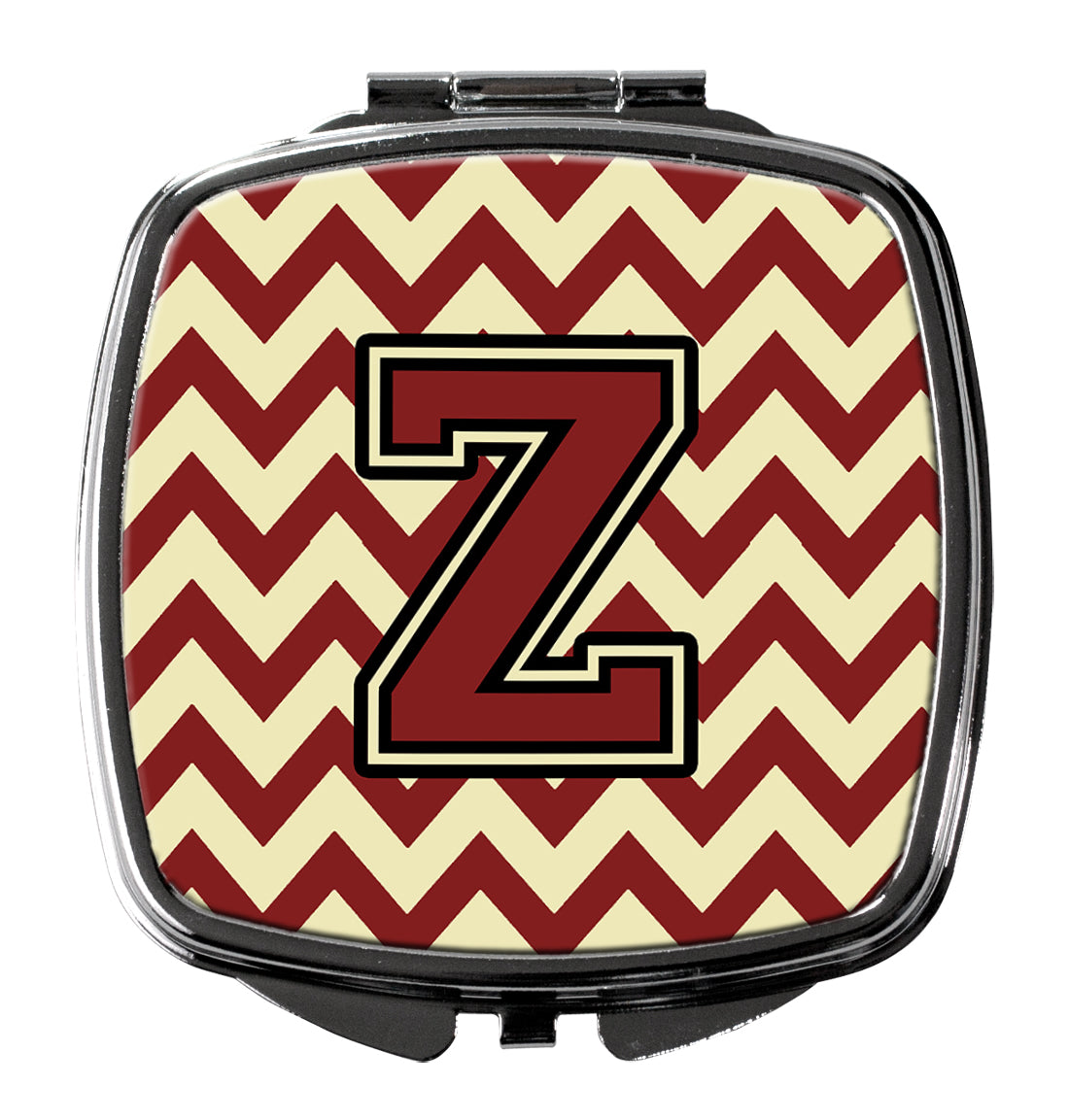 Letter Z Chevron Maroon and Gold Compact Mirror CJ1061-ZSCM