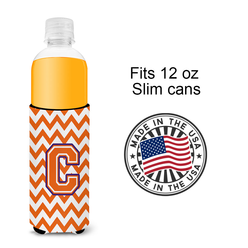 Lettre C Chevron Orange et Regalia Ultra Beverage Isolateurs pour canettes minces CJ1062-CMUK