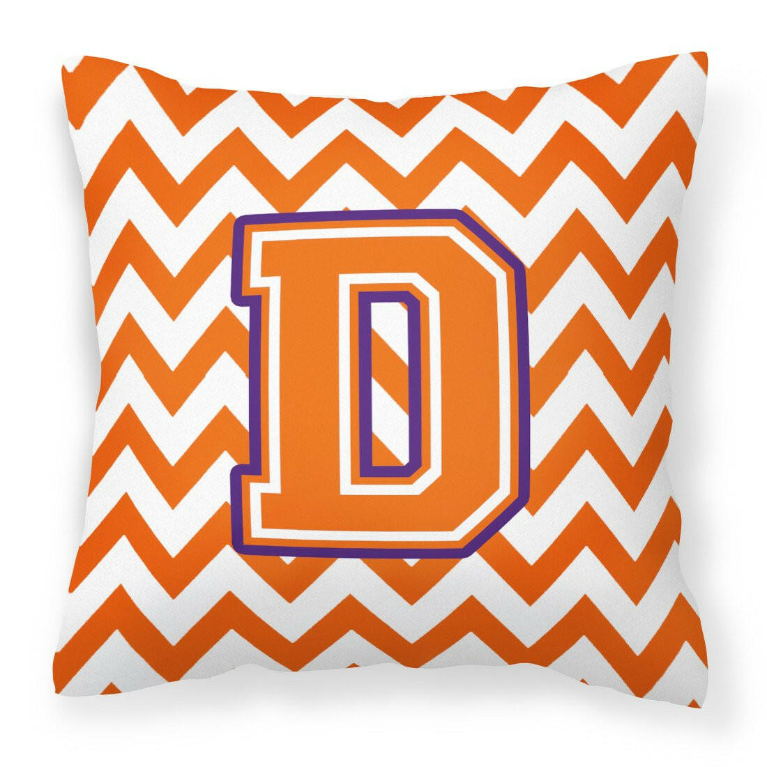 Letter D Chevron Orange and Regalia Fabric Decorative Pillow CJ1062-DPW1414 by Caroline&#39;s Treasures