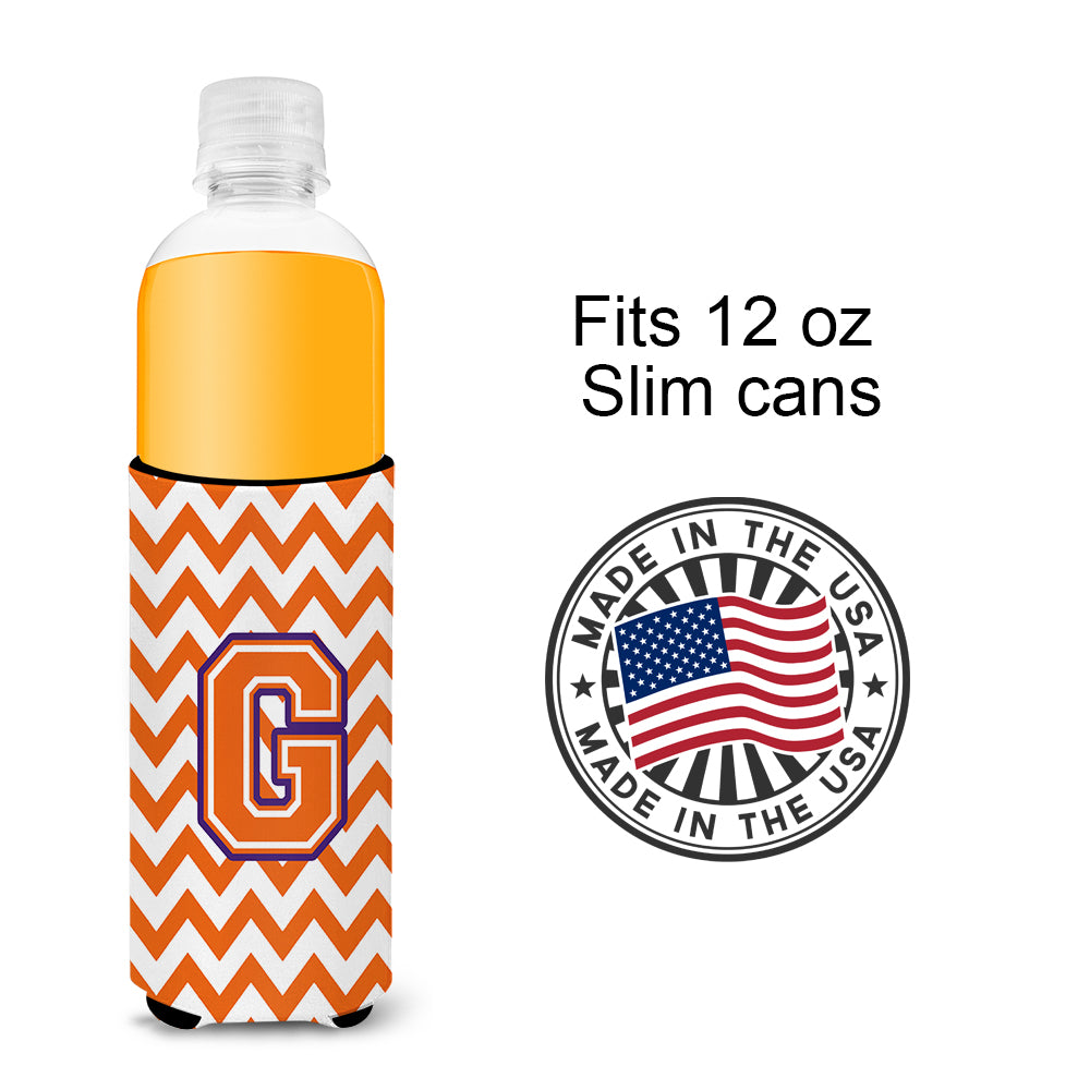 Lettre G Chevron Orange et Regalia Ultra Beverage Isolateurs pour canettes minces CJ1062-GMUK