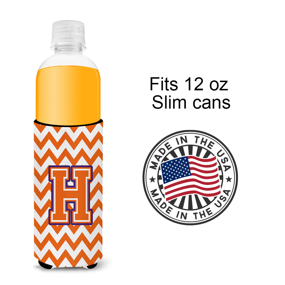 Letter H Chevron Orange and Regalia Ultra Beverage Insulators for slim cans CJ1062-HMUK.