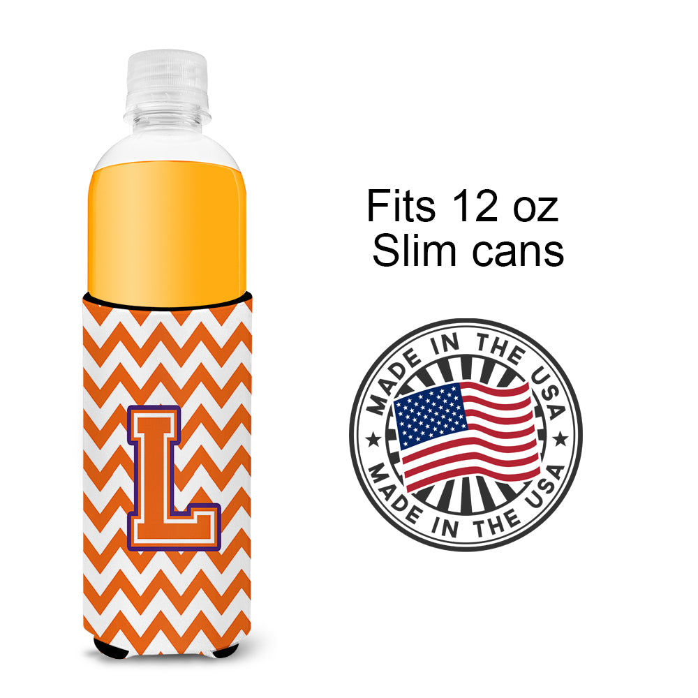 Letter L Chevron Orange and Regalia Ultra Beverage Insulators for slim cans CJ1062-LMUK
