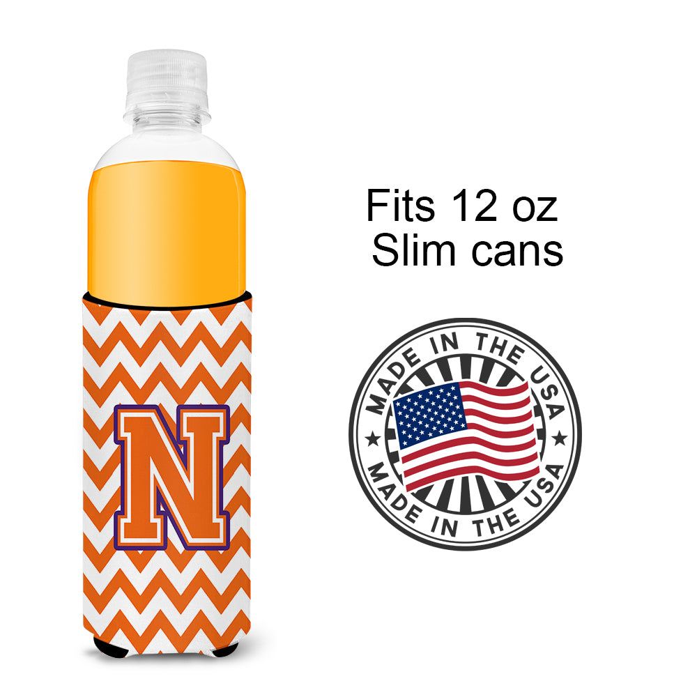 Letter N Chevron Orange and Regalia Ultra Beverage Insulators for slim cans CJ1062-NMUK.