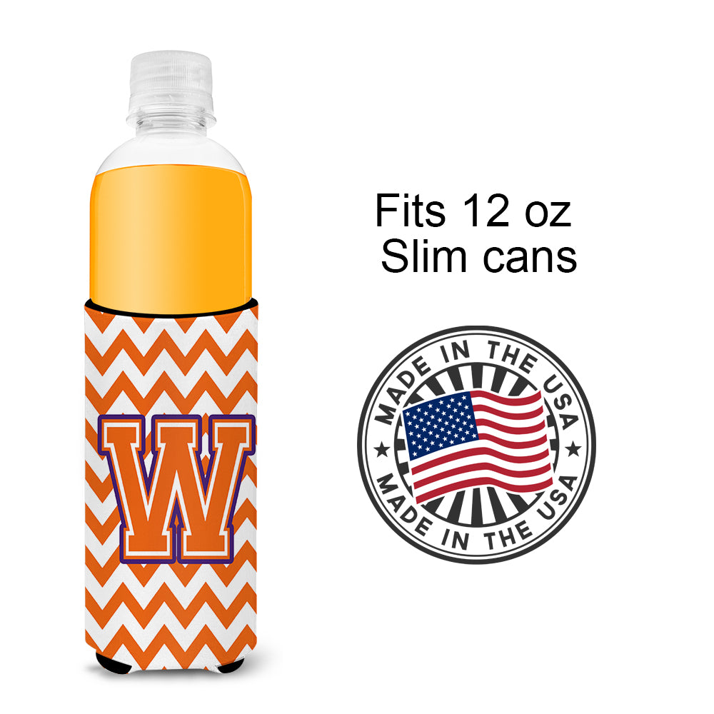 Letter W Chevron Orange and Regalia Ultra Beverage Insulators for slim cans CJ1062-WMUK.