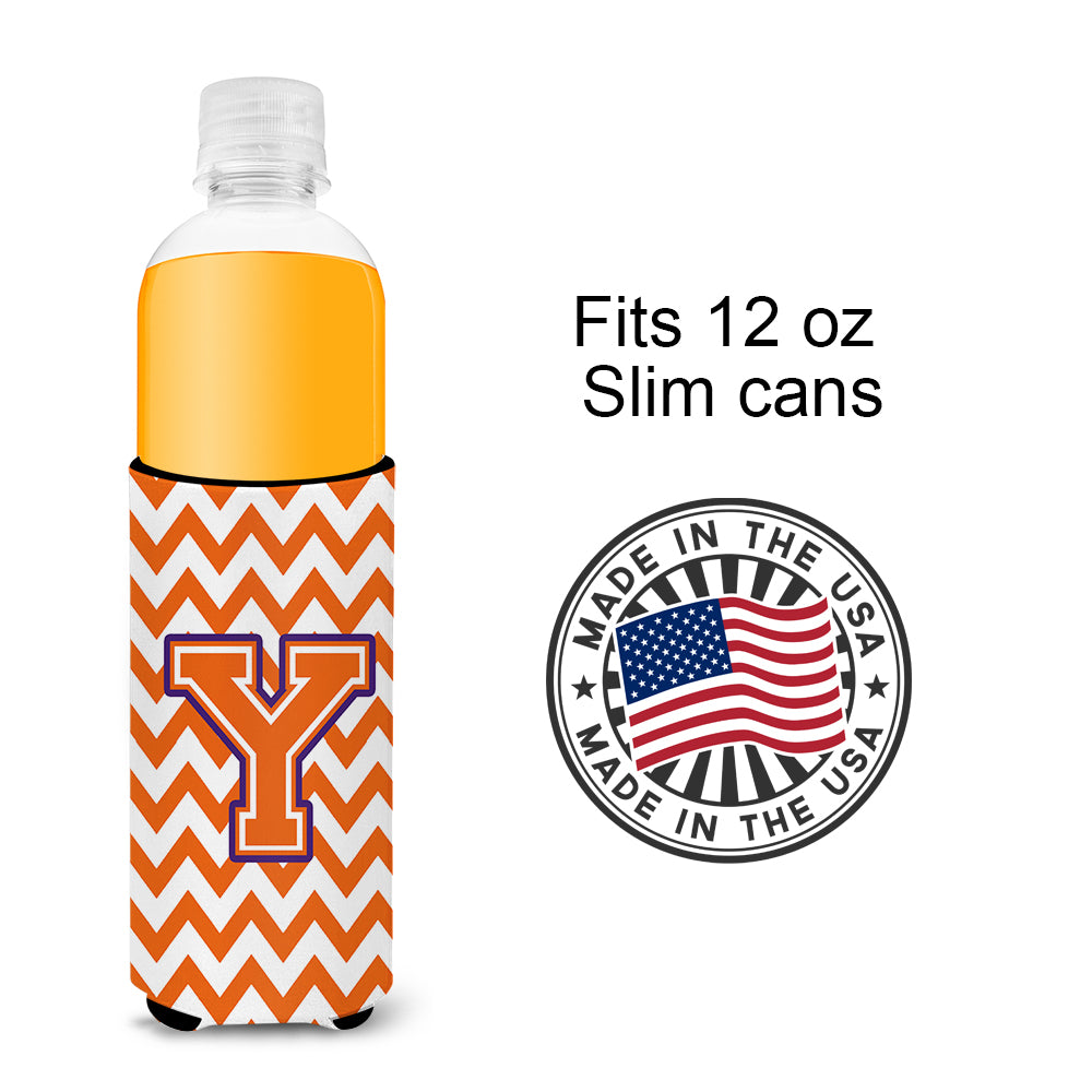 Letter Y Chevron Orange and Regalia Ultra Beverage Insulators for slim cans CJ1062-YMUK.
