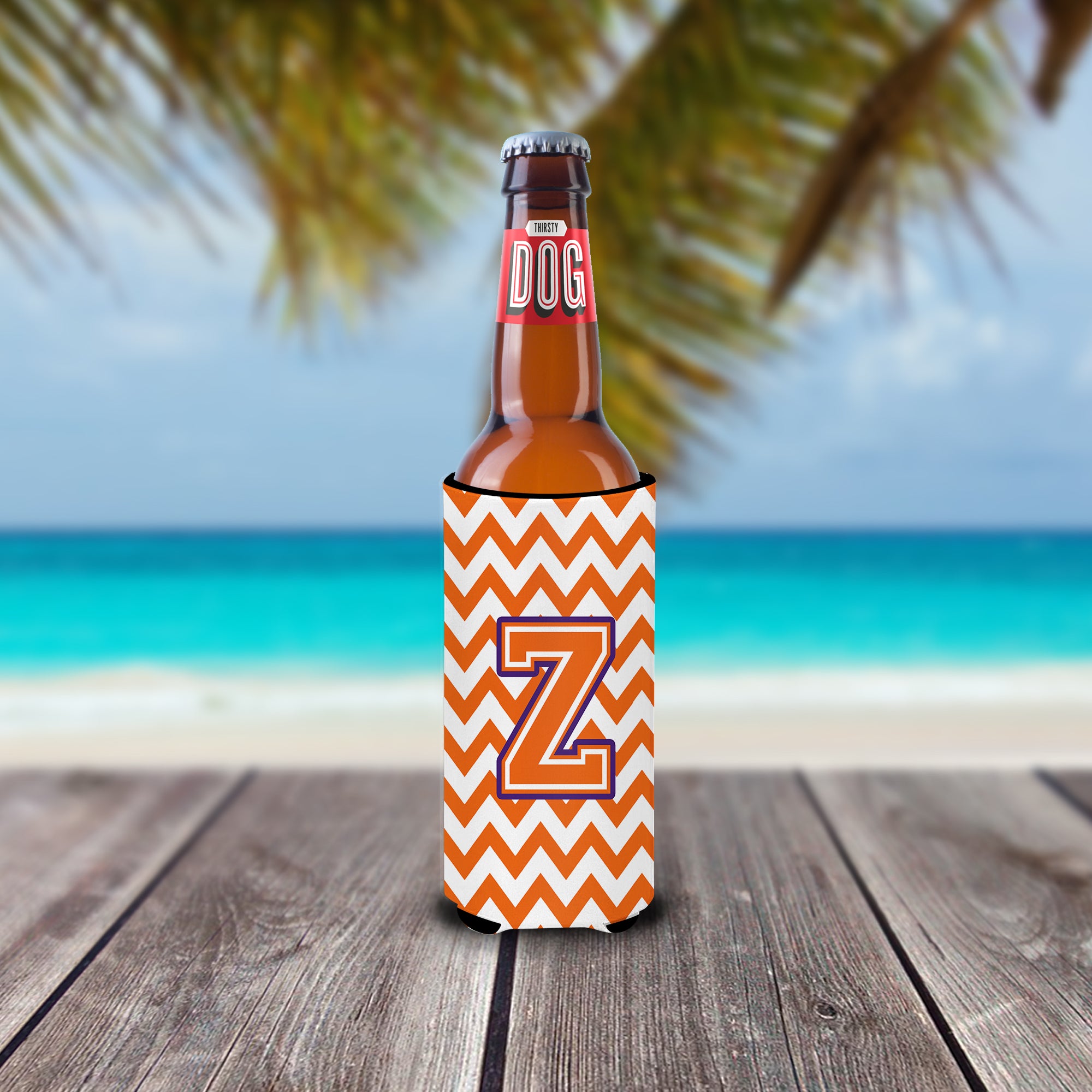 Letter Z Chevron Orange and Regalia Ultra Beverage Insulators for slim cans CJ1062-ZMUK