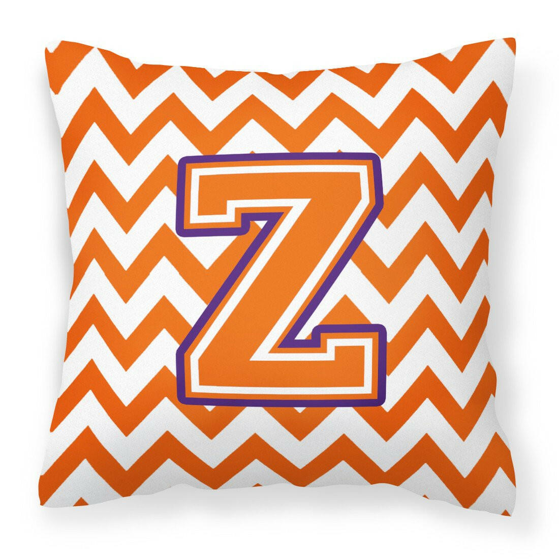 Letter Z Chevron Orange and Regalia Fabric Decorative Pillow CJ1062-ZPW1414 by Caroline&#39;s Treasures