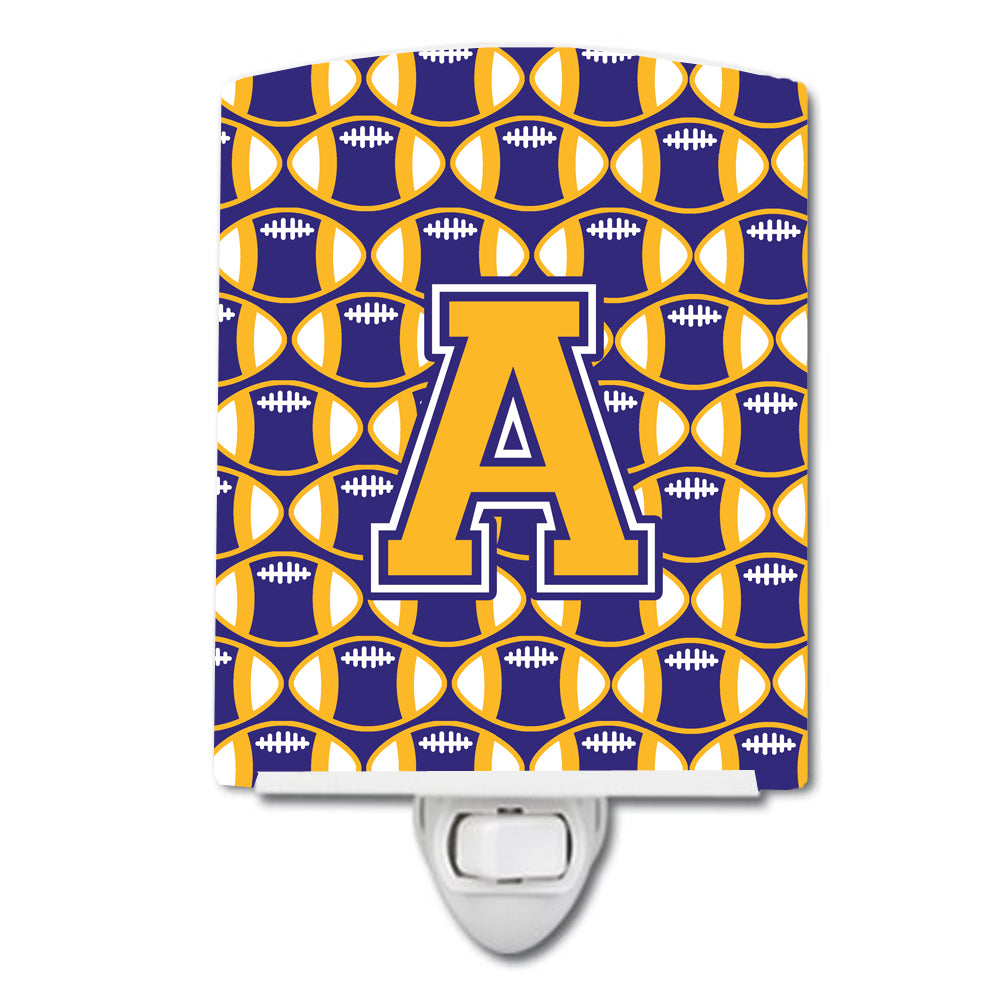 Letter A Football Purple and Gold Ceramic Night Light CJ1064-ACNL - the-store.com