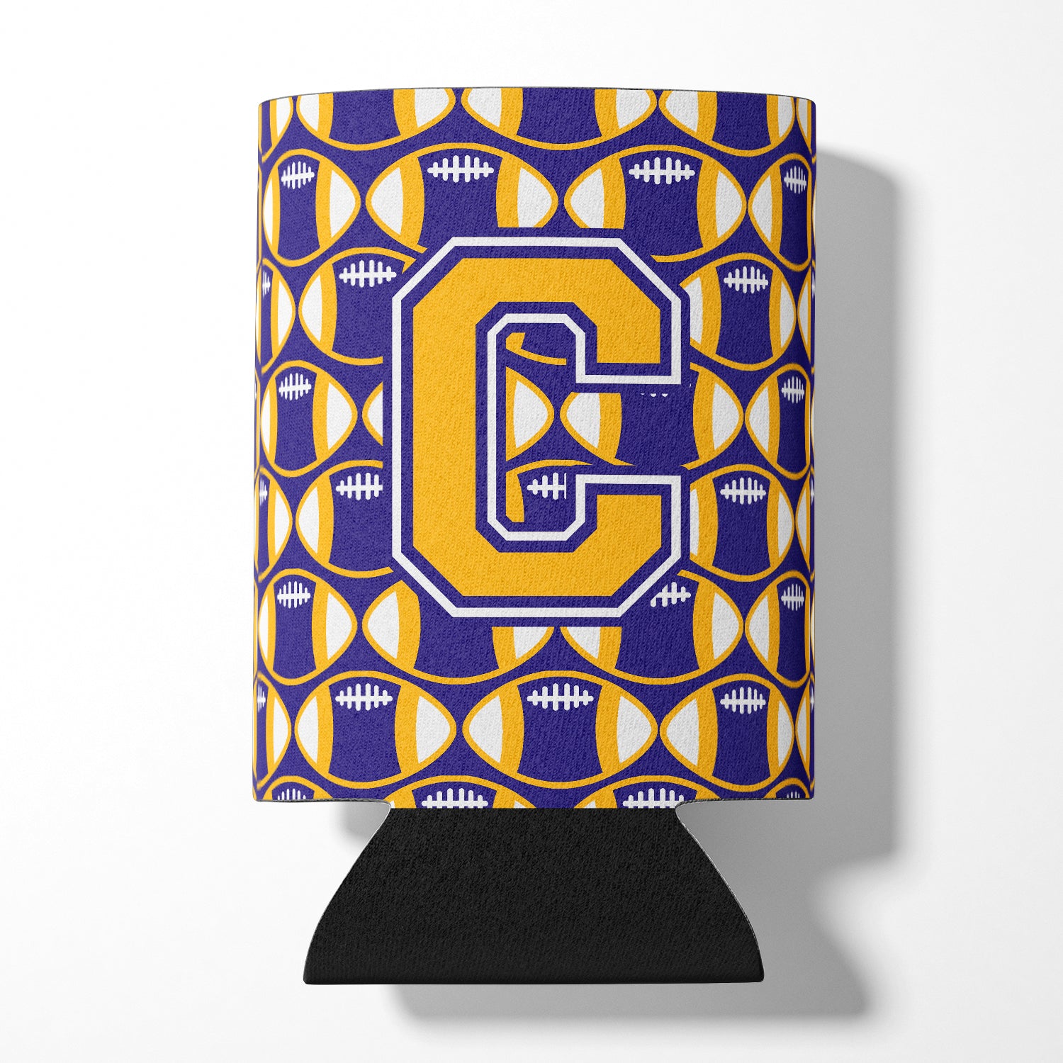 Letter C Football Purple and Gold Can or Bottle Hugger CJ1064-CCC