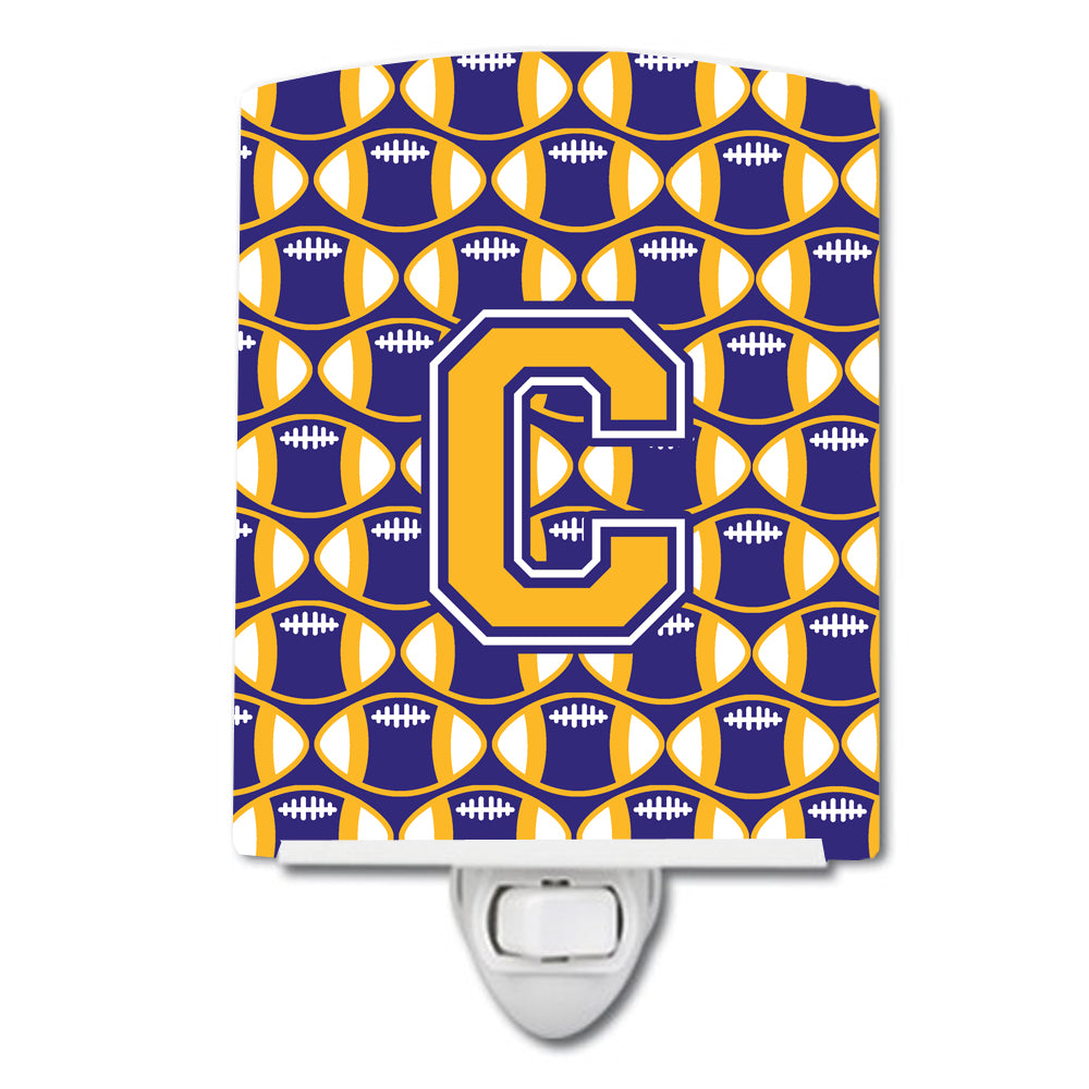 Letter C Football Purple and Gold Ceramic Night Light CJ1064-CCNL - the-store.com