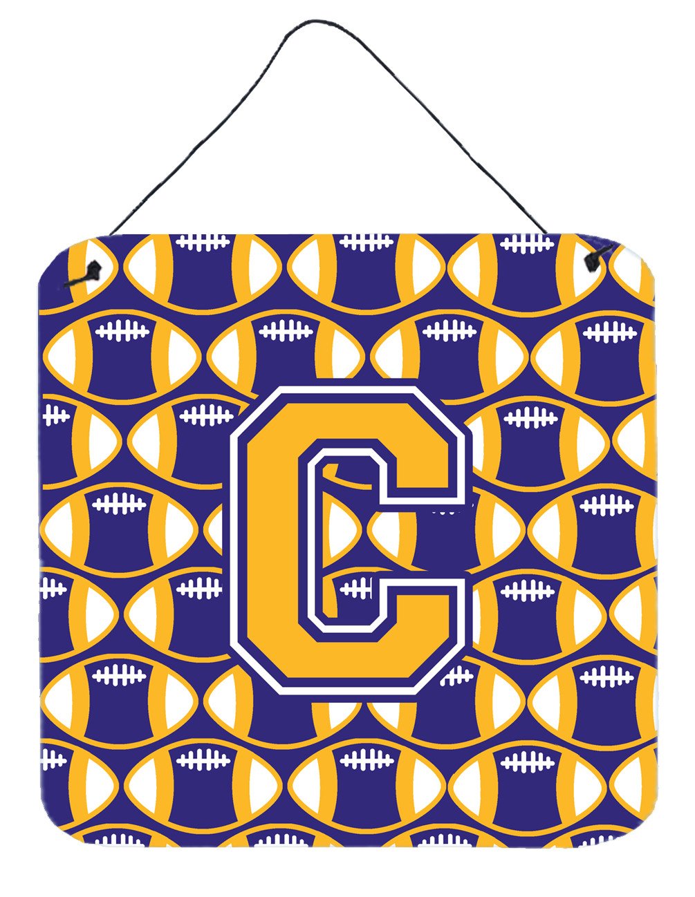 Letter C Football Purple and Gold Wall or Door Hanging Prints CJ1064-CDS66 by Caroline&#39;s Treasures