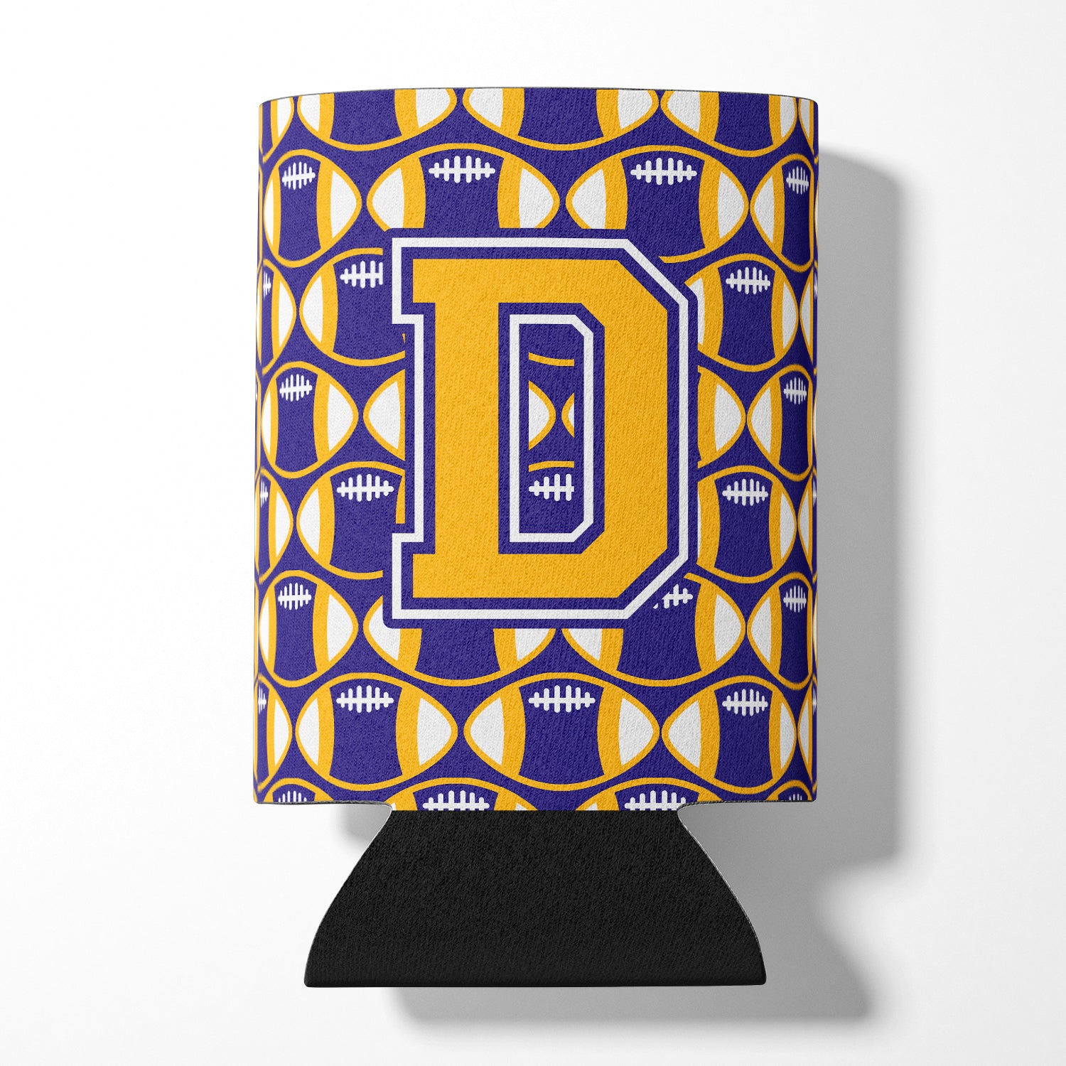 Letter D Football Purple and Gold Can or Bottle Hugger CJ1064-DCC