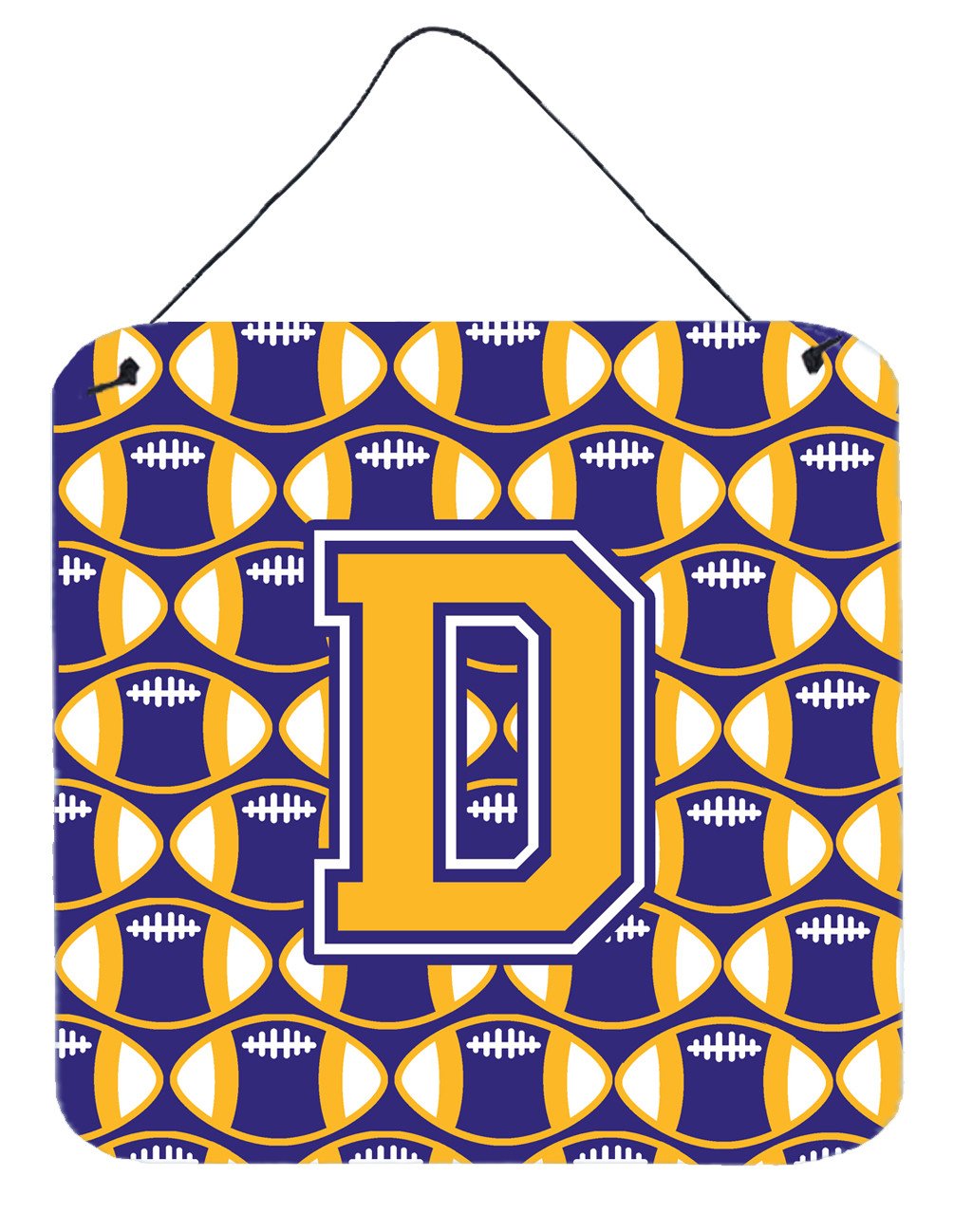 Letter D Football Purple and Gold Wall or Door Hanging Prints CJ1064-DDS66 by Caroline&#39;s Treasures