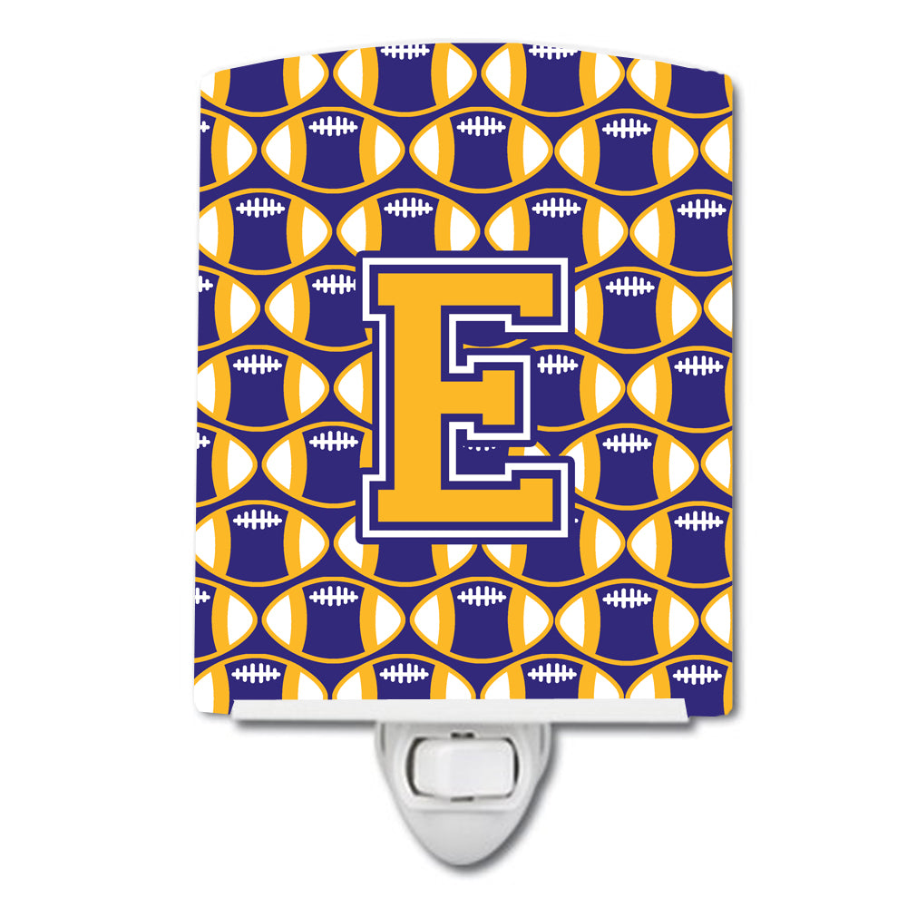 Letter E Football Purple and Gold Ceramic Night Light CJ1064-ECNL - the-store.com