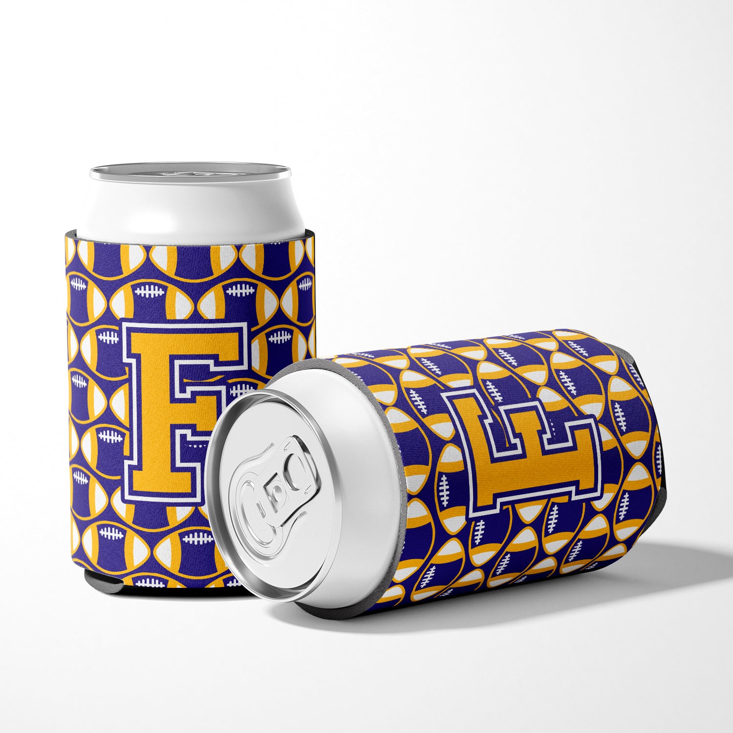 Letter F Football Purple and Gold Can or Bottle Hugger CJ1064-FCC