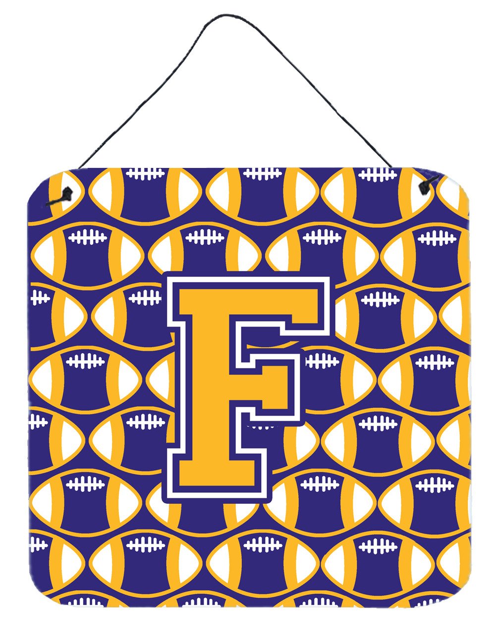 Letter F Football Purple and Gold Wall or Door Hanging Prints CJ1064-FDS66 by Caroline&#39;s Treasures