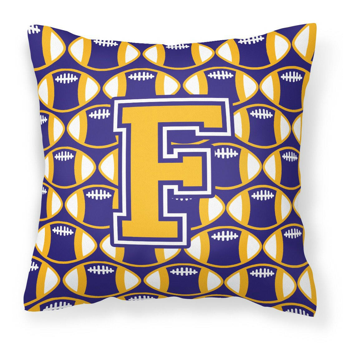 Letter F Football Purple and Gold Fabric Decorative Pillow CJ1064-FPW1414 by Caroline&#39;s Treasures
