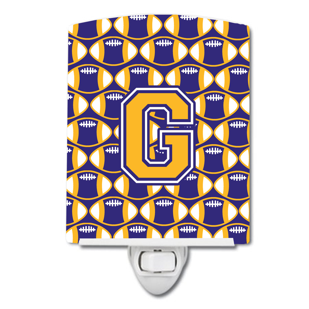 Letter G Football Purple and Gold Ceramic Night Light CJ1064-GCNL - the-store.com