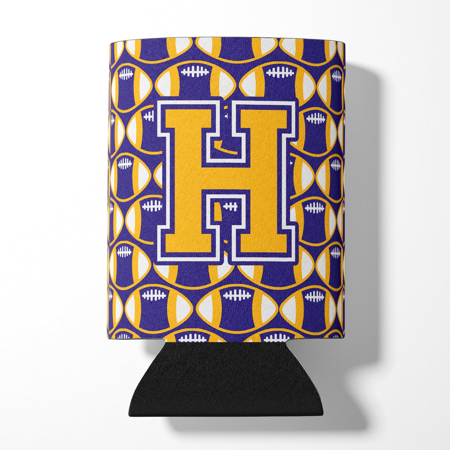 Letter H Football Purple and Gold Can or Bottle Hugger CJ1064-HCC