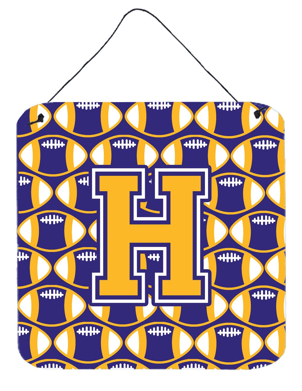 Letter H Football Purple and Gold Wall or Door Hanging Prints CJ1064-HDS66 by Caroline&#39;s Treasures