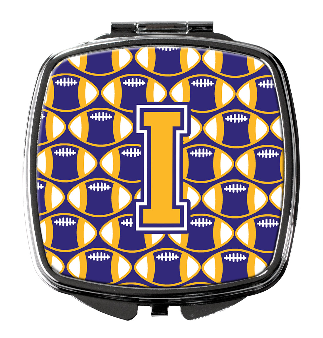 Letter I Football Purple and Gold Compact Mirror CJ1064-ISCM  the-store.com.