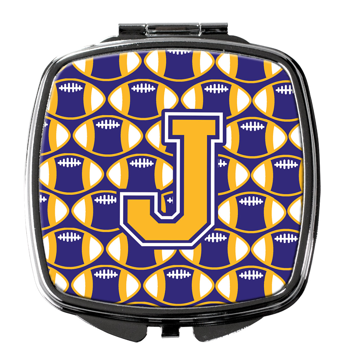 Letter J Football Purple and Gold Compact Mirror CJ1064-JSCM  the-store.com.