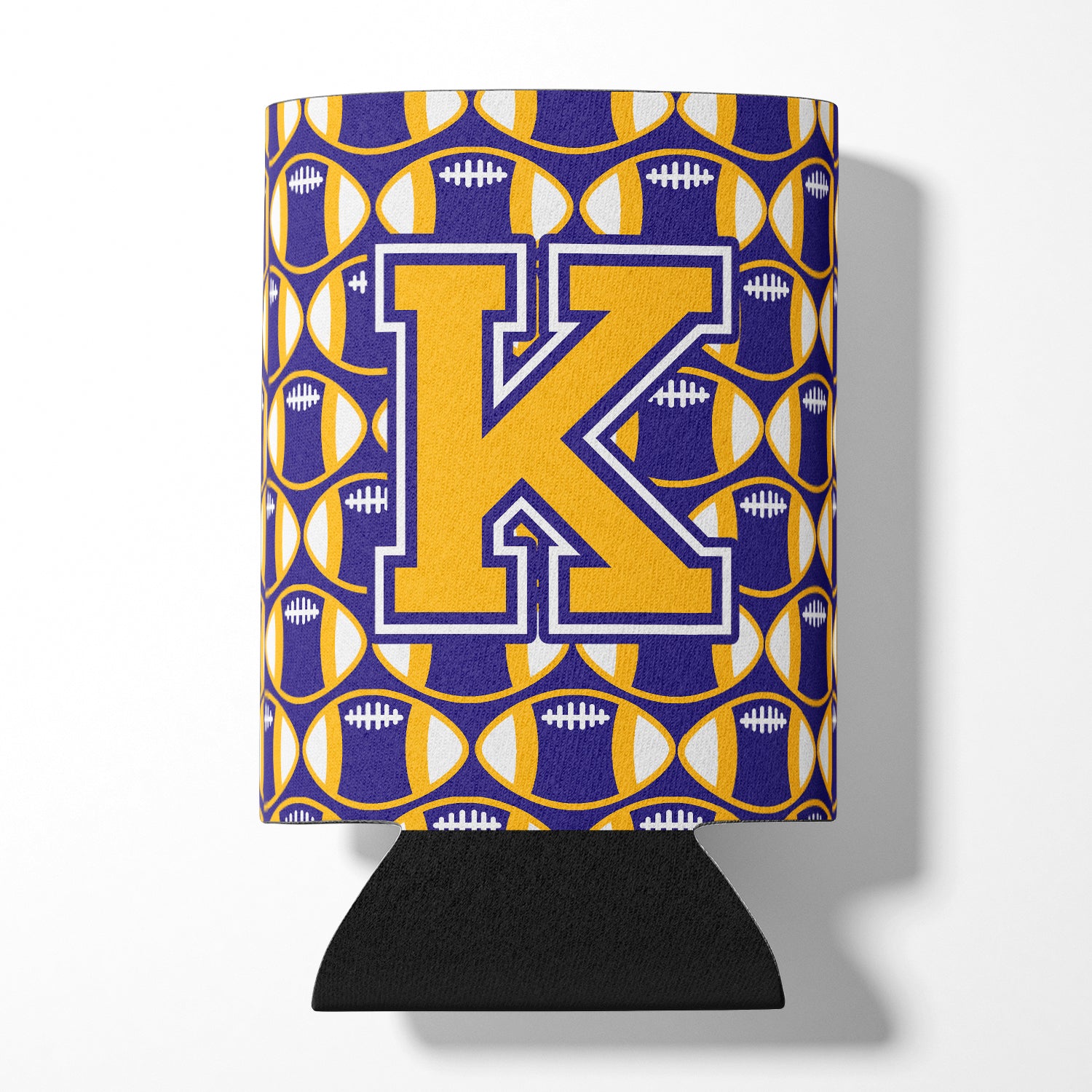 Letter K Football Purple and Gold Can or Bottle Hugger CJ1064-KCC.