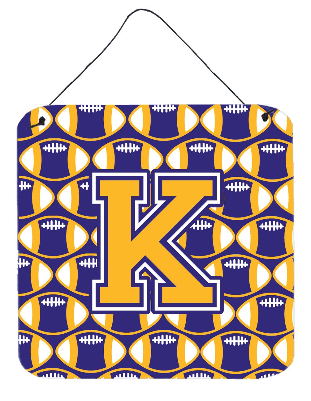 Letter K Football Purple and Gold Wall or Door Hanging Prints CJ1064-KDS66 by Caroline&#39;s Treasures