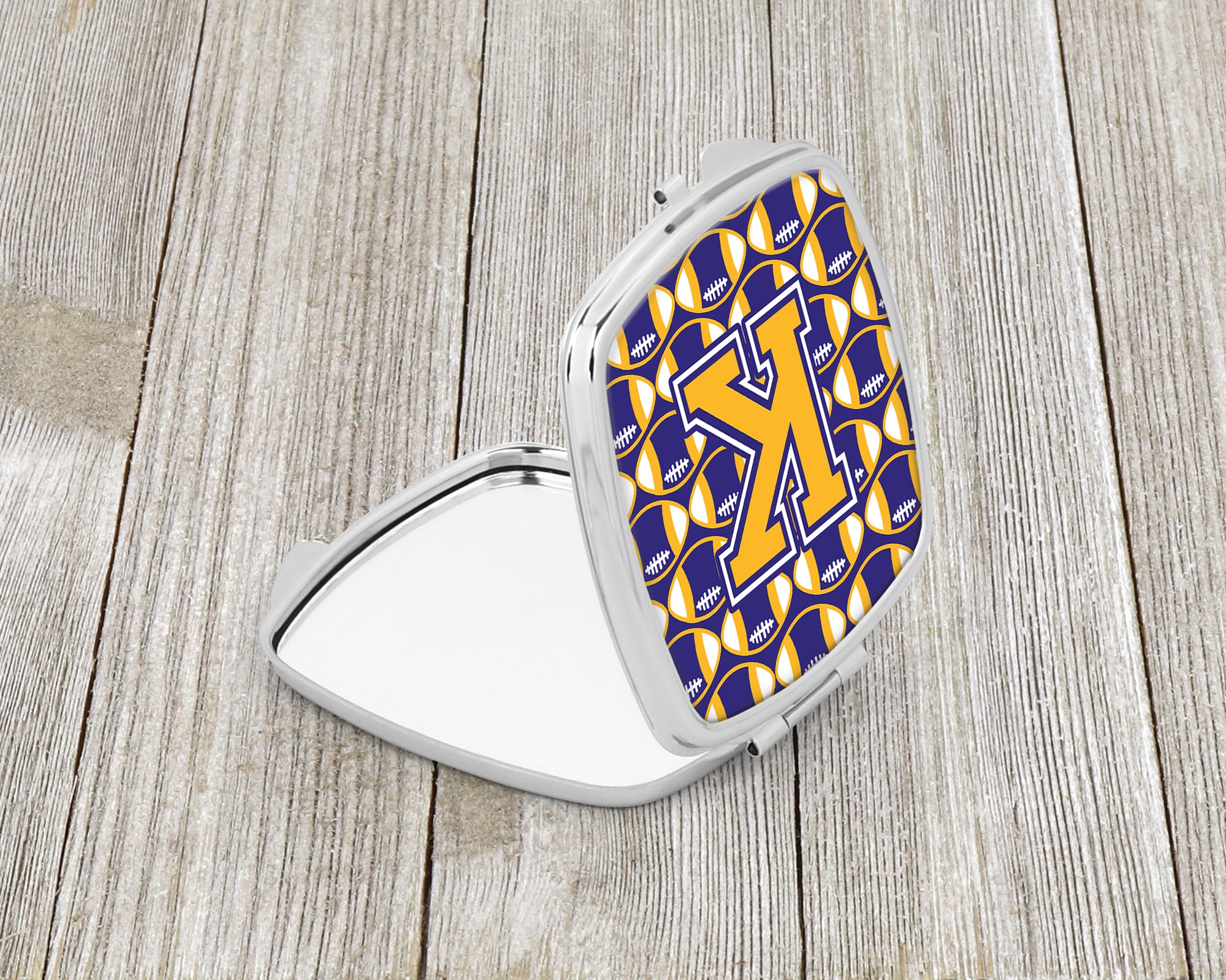 Letter K Football Purple and Gold Compact Mirror CJ1064-KSCM  the-store.com.