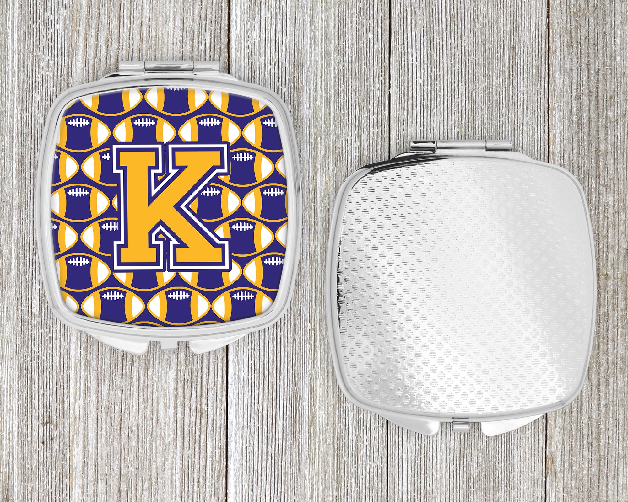 Letter K Football Purple and Gold Compact Mirror CJ1064-KSCM  the-store.com.