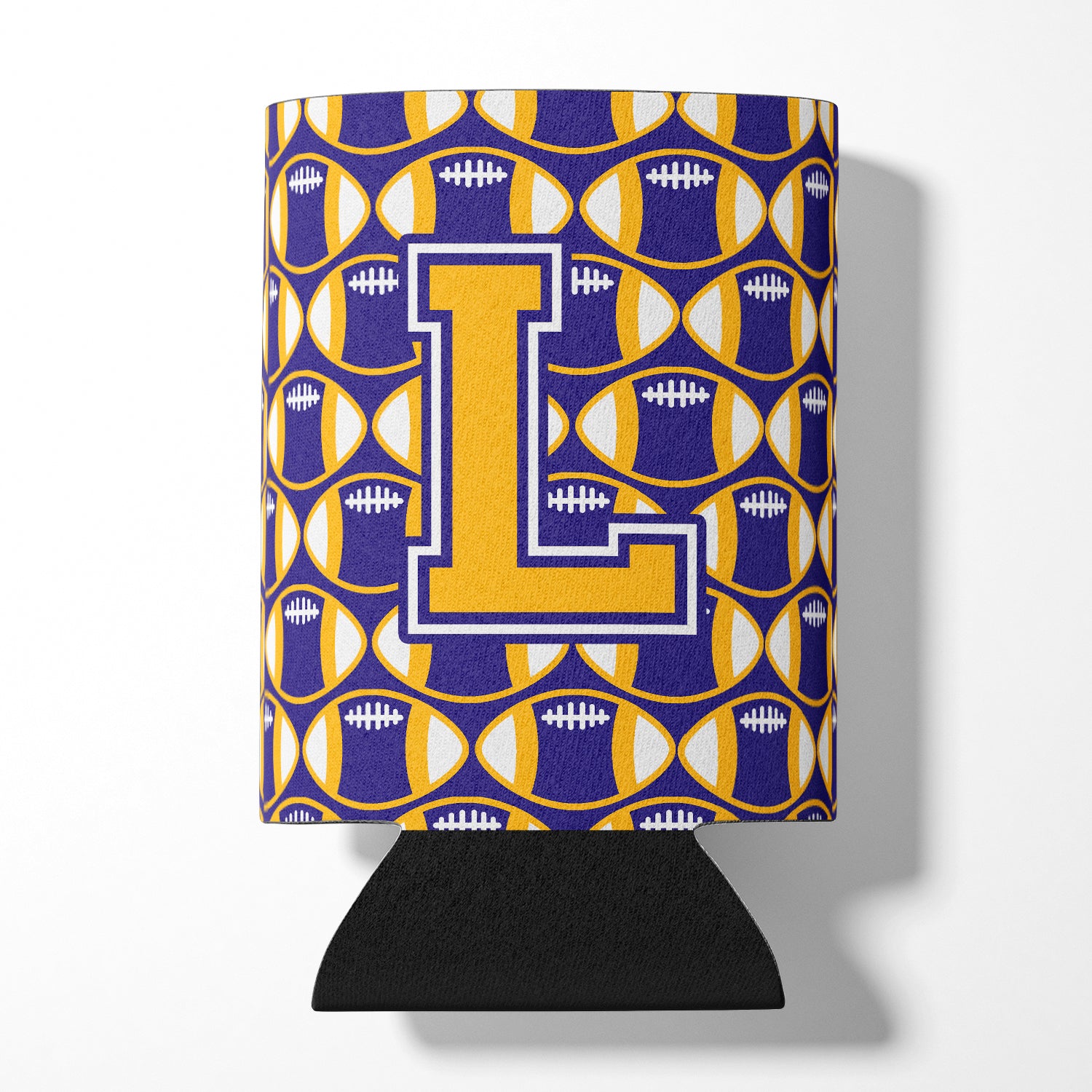 Letter L Football Purple and Gold Can or Bottle Hugger CJ1064-LCC