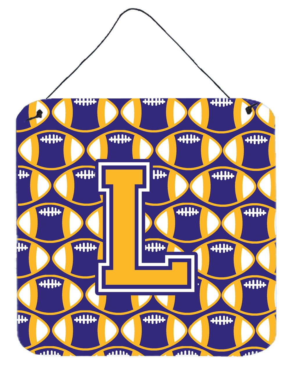 Letter L Football Purple and Gold Wall or Door Hanging Prints CJ1064-LDS66 by Caroline&#39;s Treasures