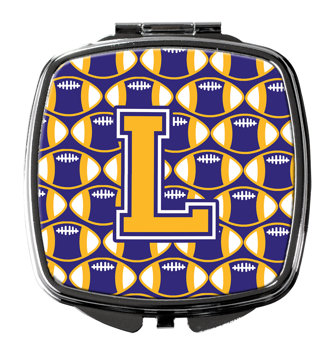 Letter L Football Purple and Gold Compact Mirror CJ1064-LSCM