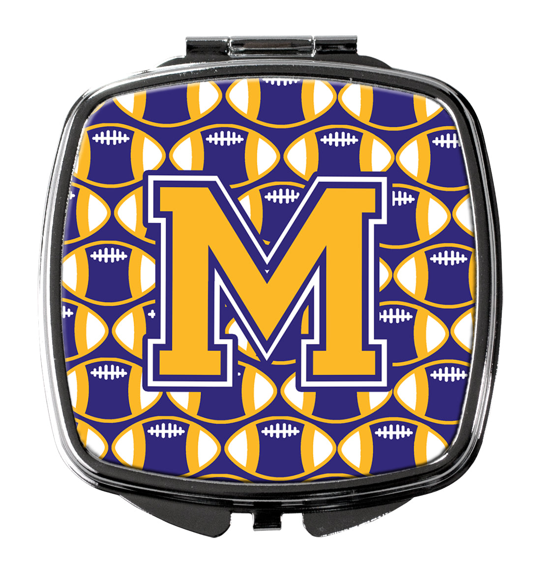 Letter M Football Purple and Gold Compact Mirror CJ1064-MSCM