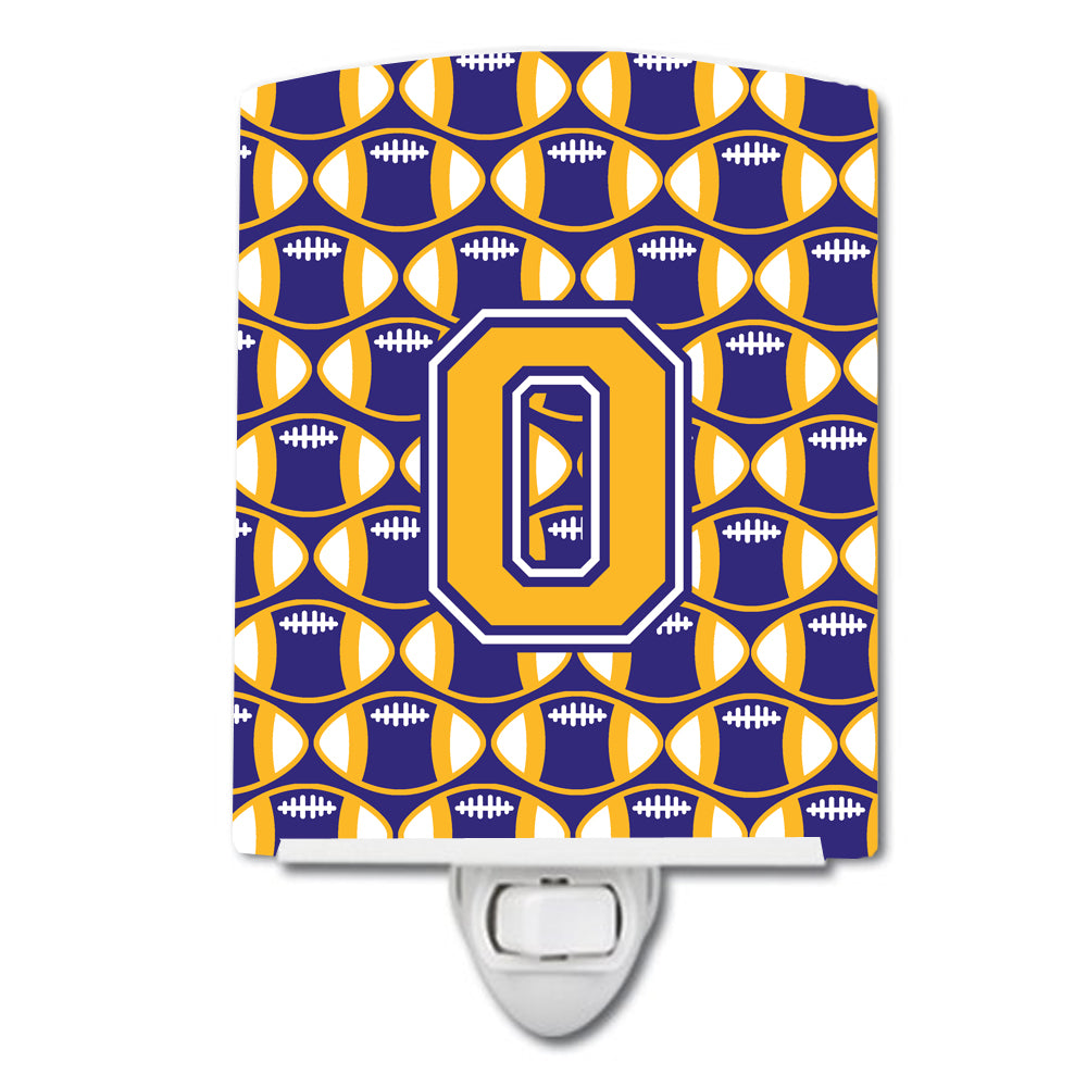 Letter O Football Purple and Gold Ceramic Night Light CJ1064-OCNL - the-store.com