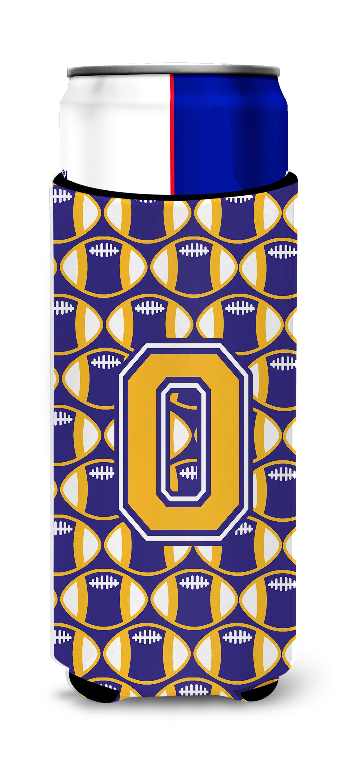 Letter O Football Purple and Gold Ultra Beverage Insulators for slim cans CJ1064-OMUK