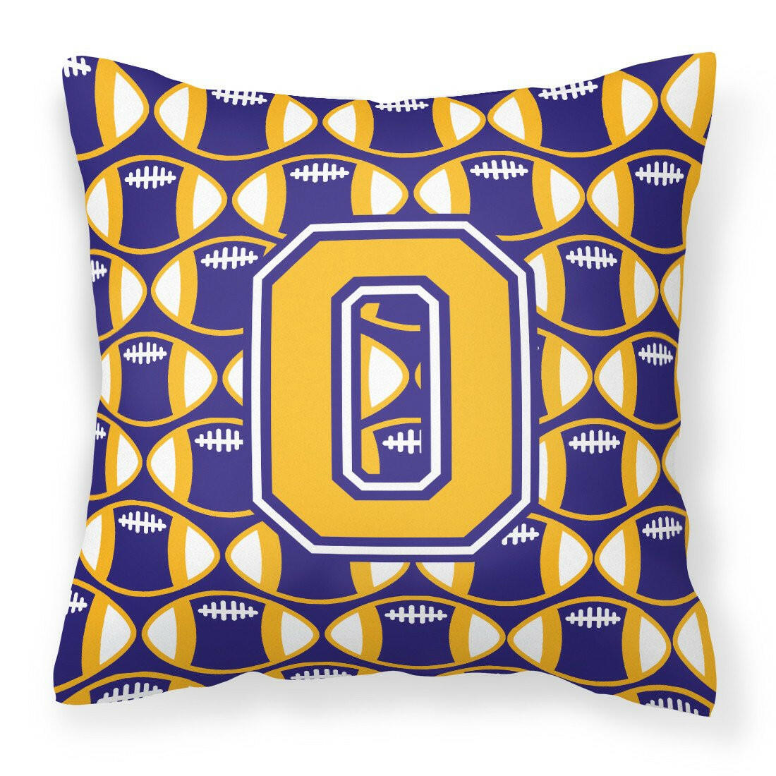 Letter O Football Purple and Gold Fabric Decorative Pillow CJ1064-OPW1414 by Caroline&#39;s Treasures