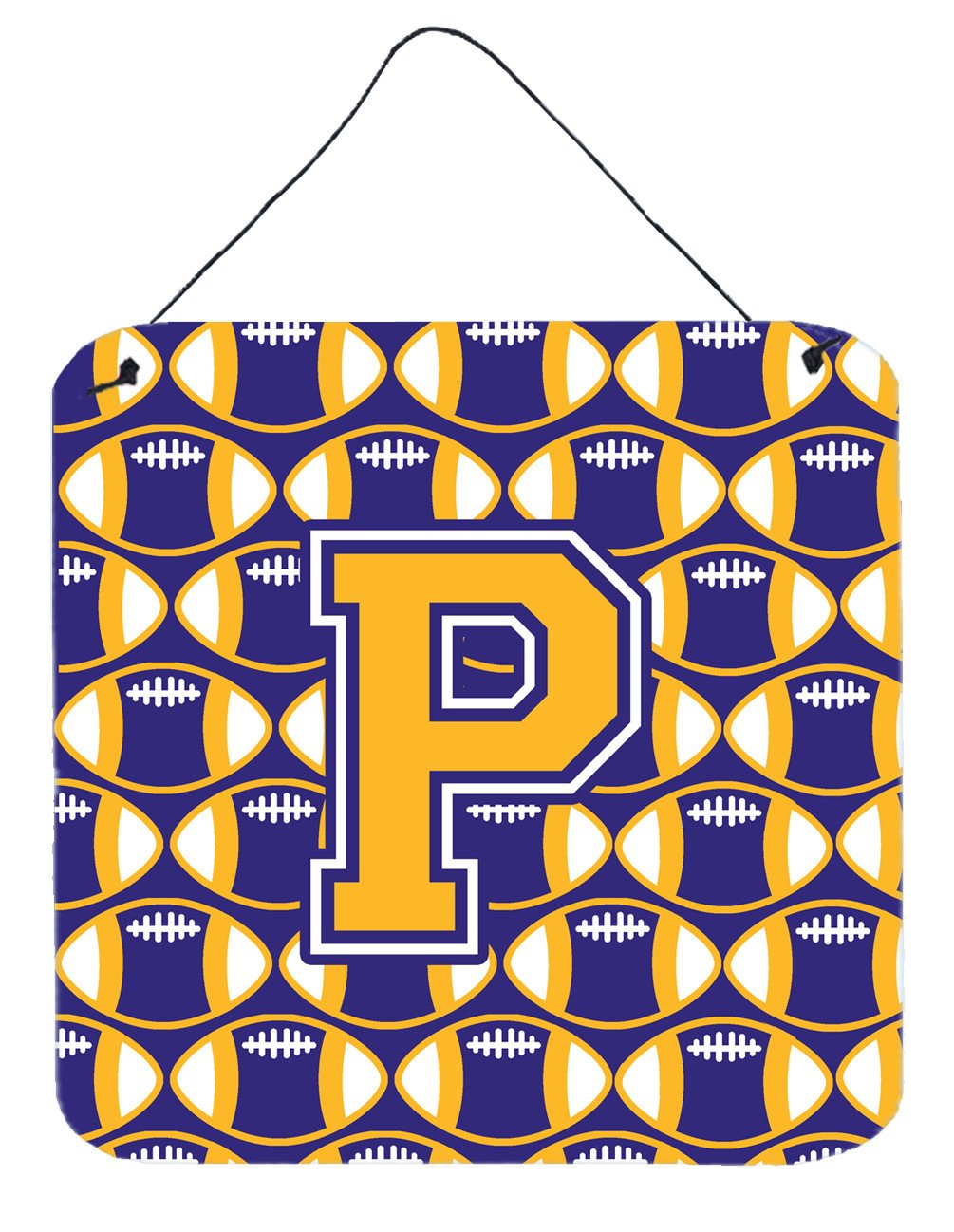 Letter P Football Purple and Gold Wall or Door Hanging Prints CJ1064-PDS66 by Caroline&#39;s Treasures