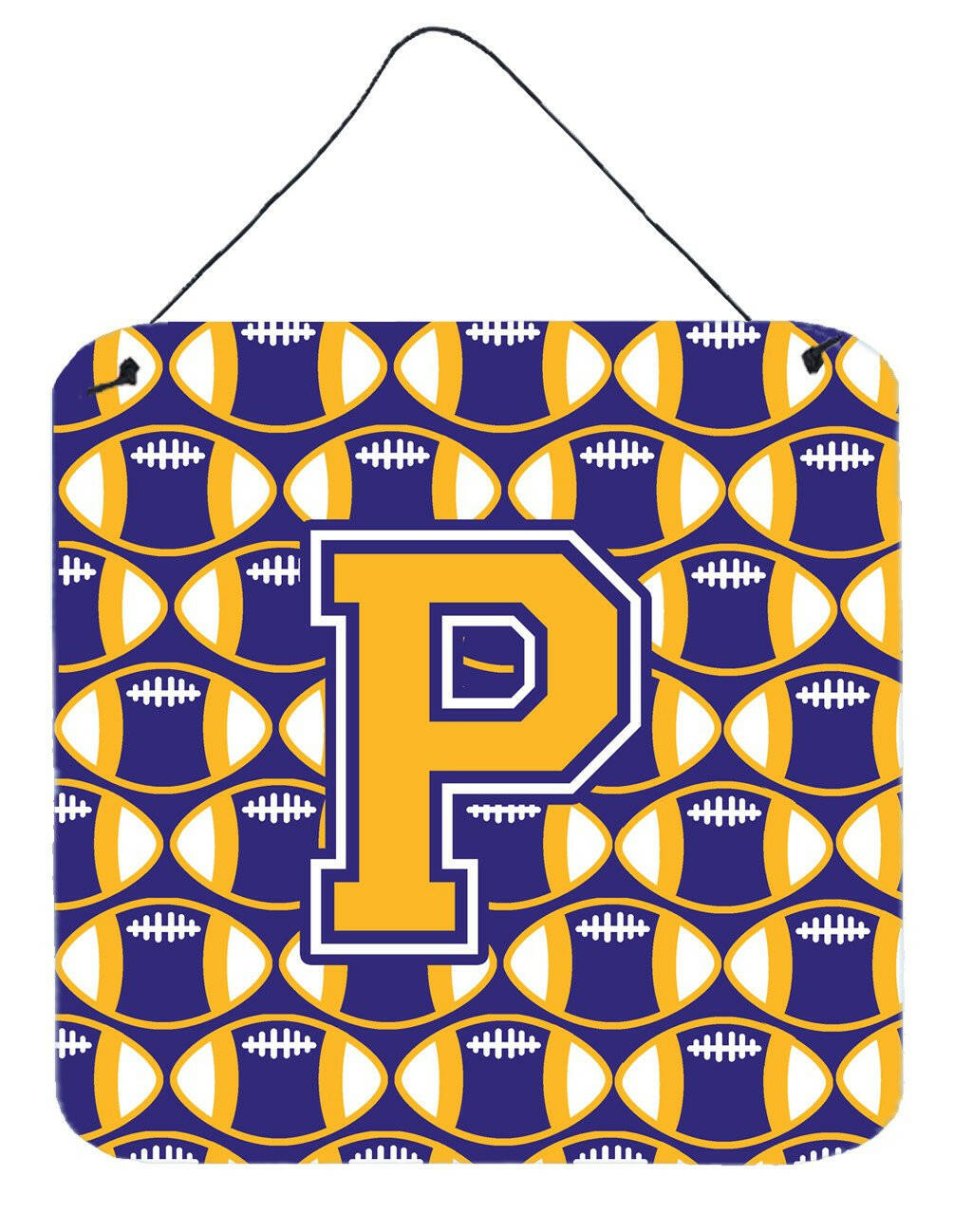 Letter P Football Purple and Gold Wall or Door Hanging Prints CJ1064-PDS66 by Caroline&#39;s Treasures