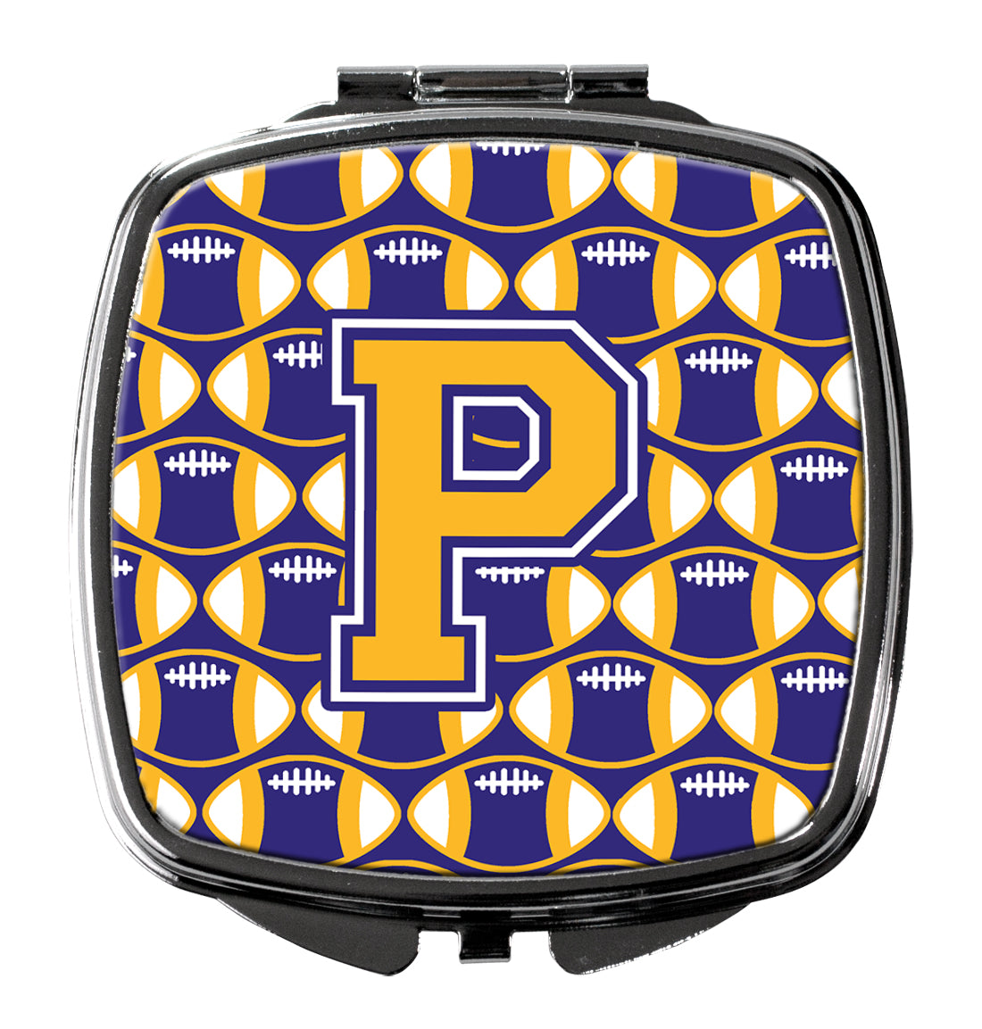 Letter P Football Purple and Gold Compact Mirror CJ1064-PSCM