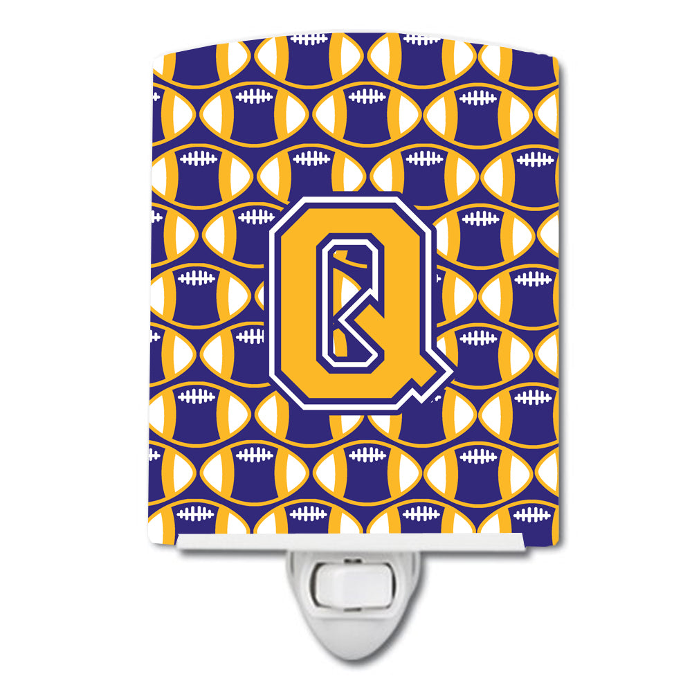 Letter Q Football Purple and Gold Ceramic Night Light CJ1064-QCNL - the-store.com