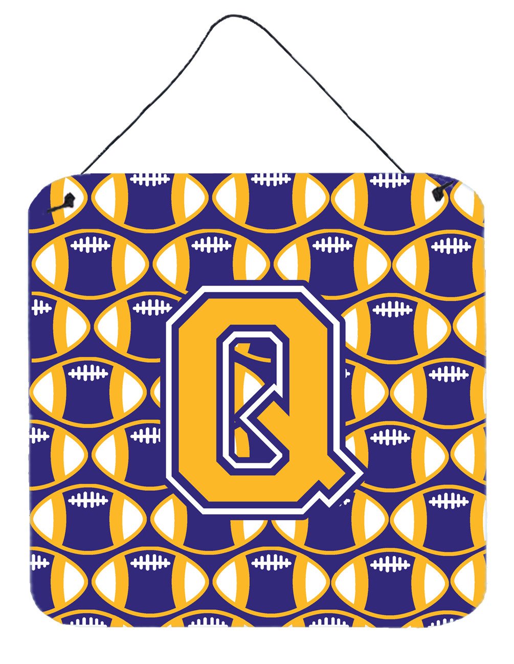 Letter Q Football Purple and Gold Wall or Door Hanging Prints CJ1064-QDS66 by Caroline&#39;s Treasures