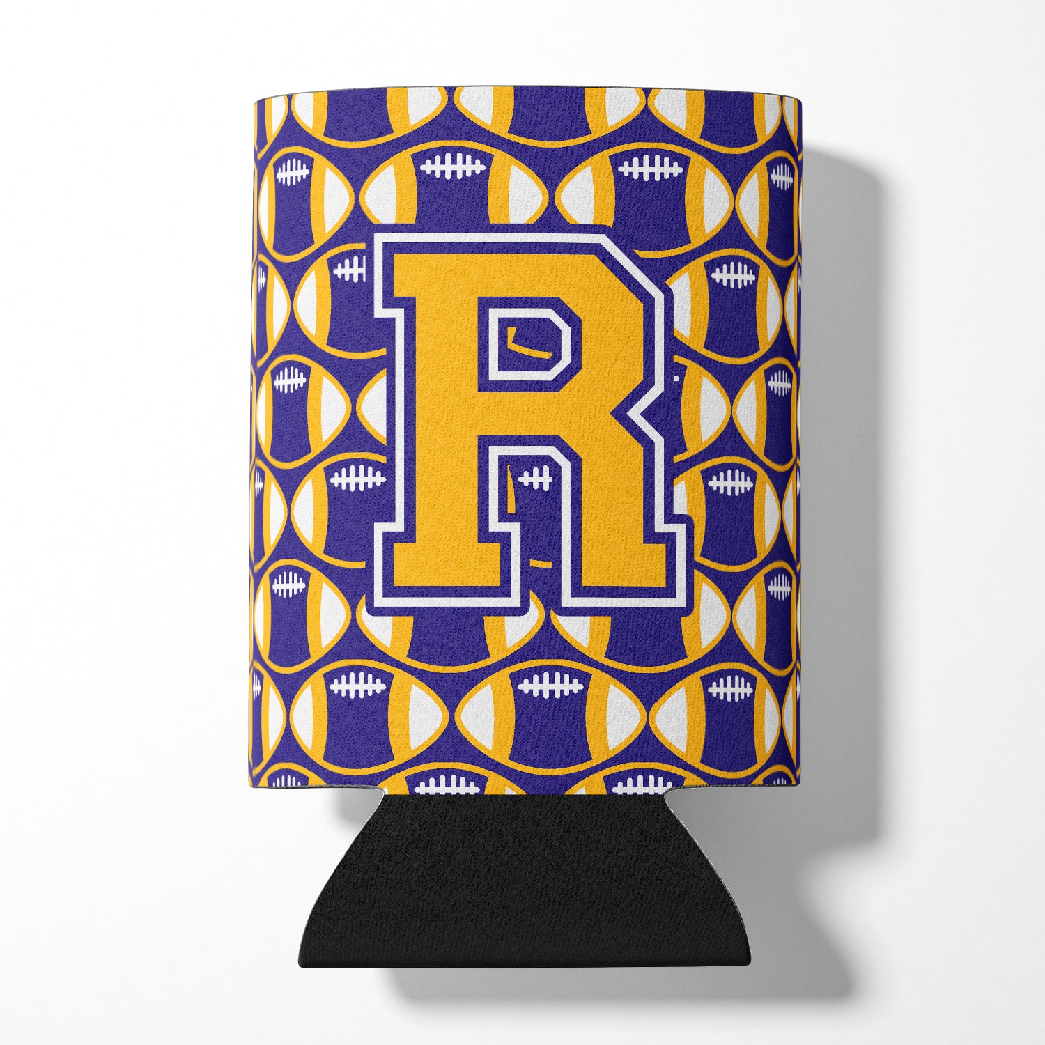 Letter R Football Purple and Gold Can or Bottle Hugger CJ1064-RCC