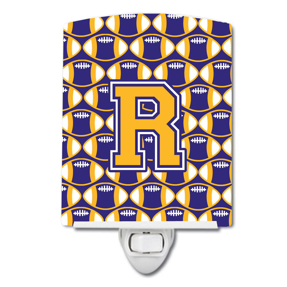 Letter R Football Purple and Gold Ceramic Night Light CJ1064-RCNL - the-store.com