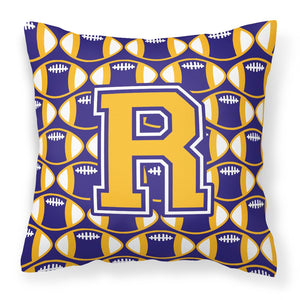 Letter R Football Purple and Gold Fabric Decorative Pillow CJ1064-RPW1414 by Caroline's Treasures